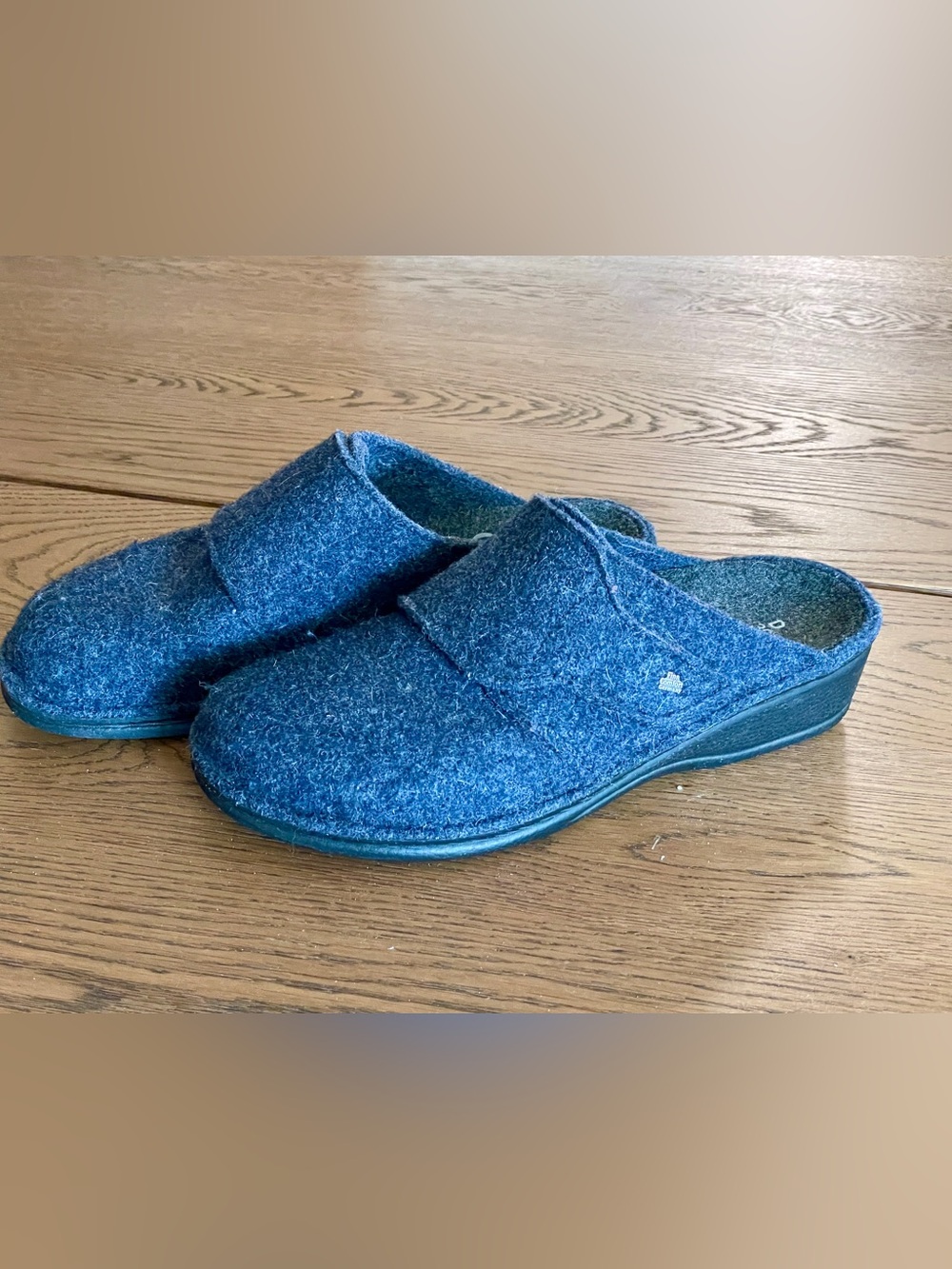 Finn Comfort Andermatt Dark Blue Wool Felt Clogs Germany 39 sz 8.5 - 9 Boho